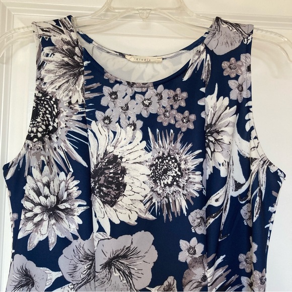 Blue Floral Patterned Fit and Flare Dress - Picture 7 of 7